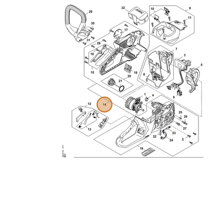 STIHL part MA03-790-1004 — IPL diagram snippet (6x zoom, amber highlight)