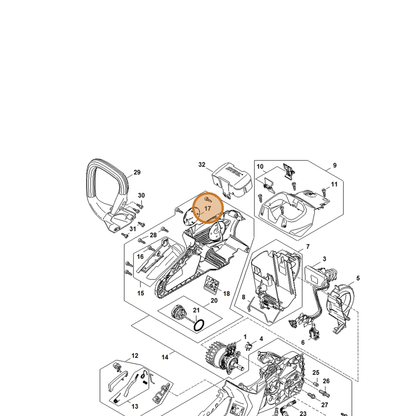 STIHL part MA03-967-1500 — IPL diagram snippet (6x zoom, amber highlight)