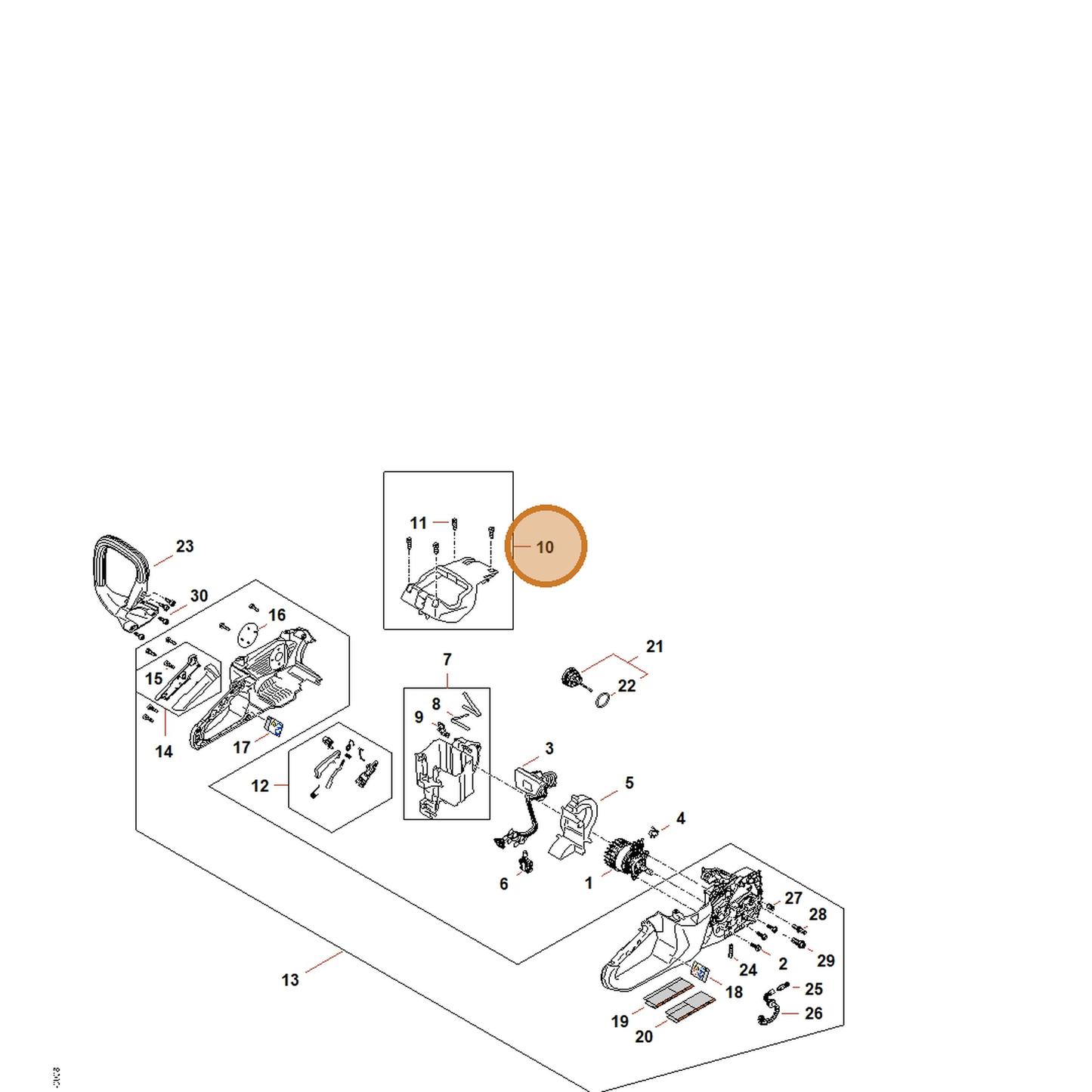 STIHL part MA04-080-1602 — IPL diagram snippet (6x zoom, amber highlight)