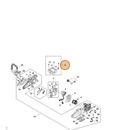 STIHL part MA04-080-1602 — IPL diagram snippet (6x zoom, amber highlight)