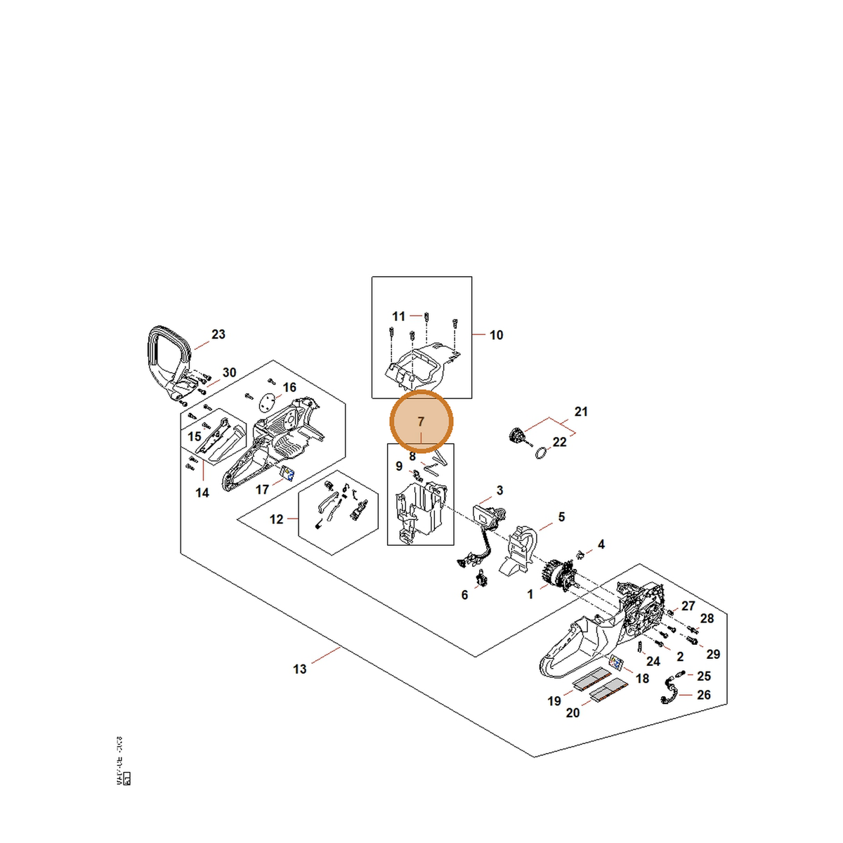 STIHL part MA04-400-9400 — IPL diagram snippet (6x zoom, amber highlight)