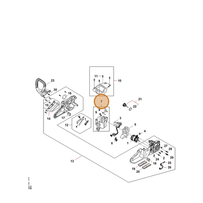 STIHL part MA04-400-9400 — IPL diagram snippet (6x zoom, amber highlight)