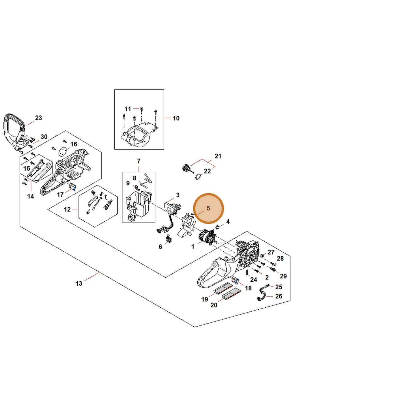 STIHL part MA04-404-8100 — IPL diagram snippet (6x zoom, amber highlight)