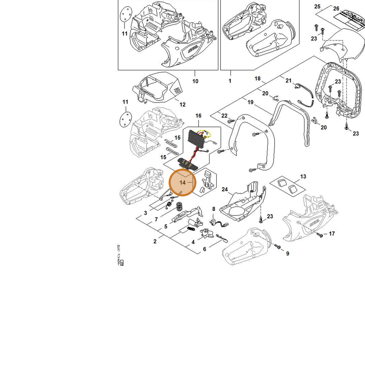 STIHL part MA04-430-9800 — IPL diagram snippet (6x zoom, amber highlight)