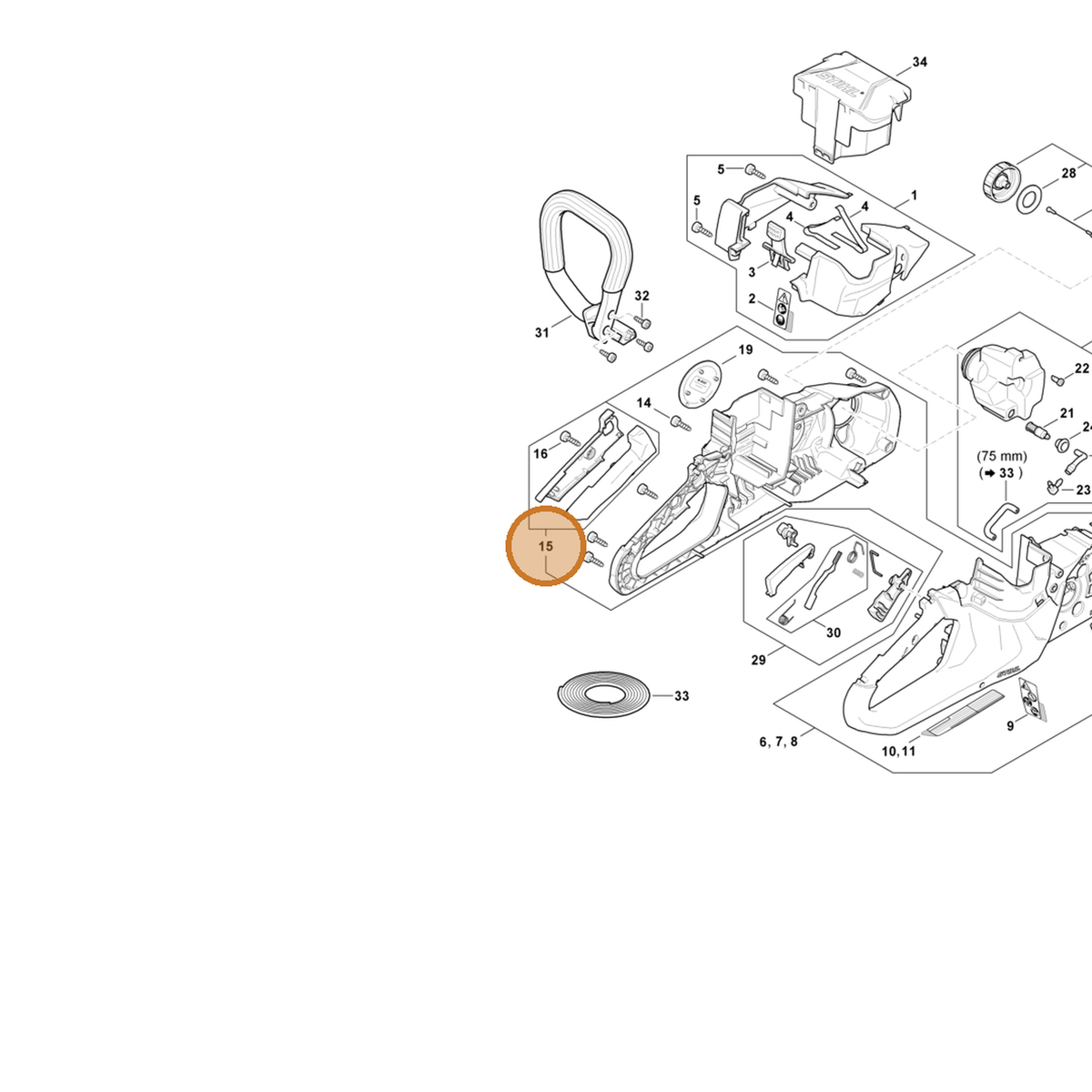 STIHL part MA04-790-0600 — IPL diagram snippet (6x zoom, amber highlight)