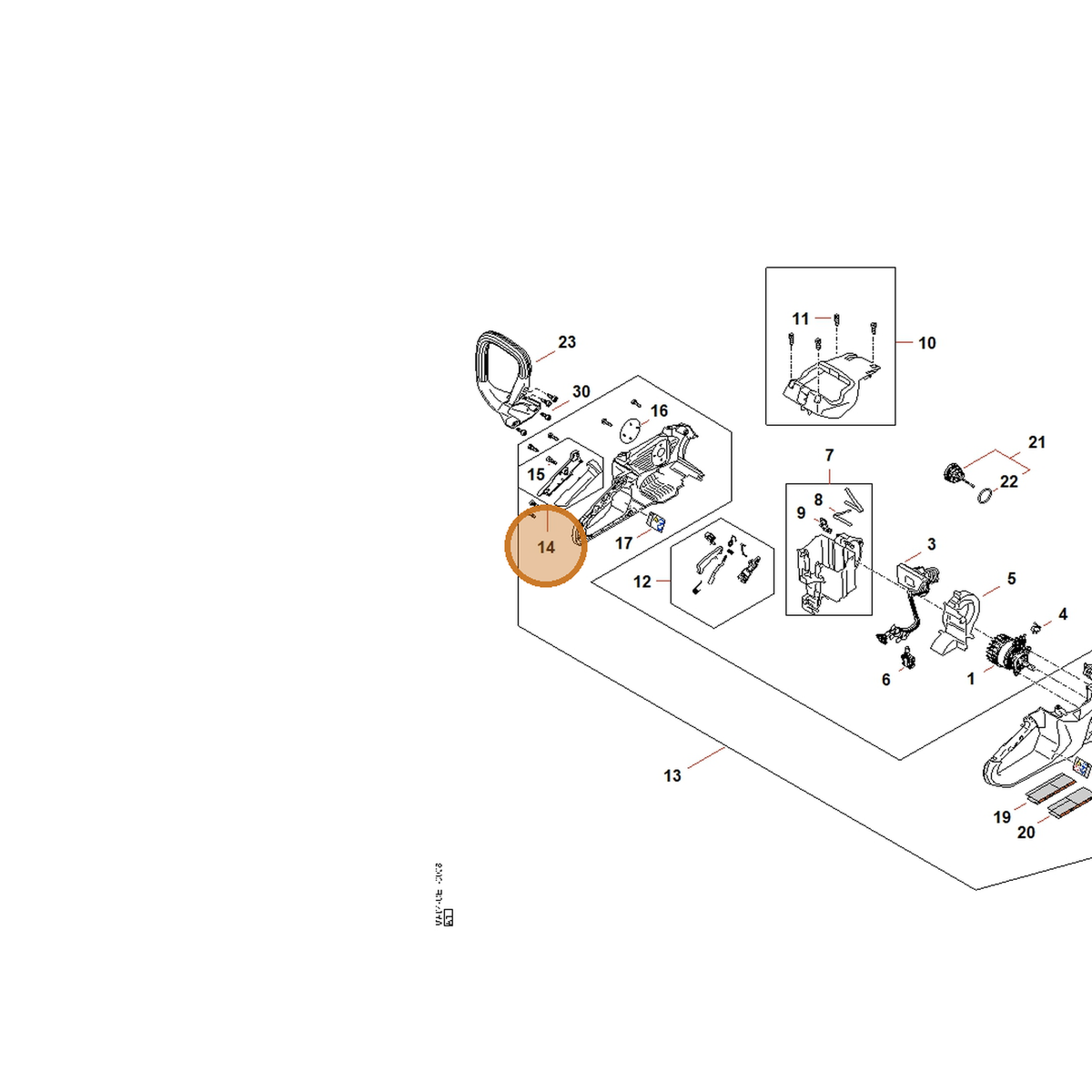 STIHL part MA04-790-0601 — IPL diagram snippet (6x zoom, amber highlight)