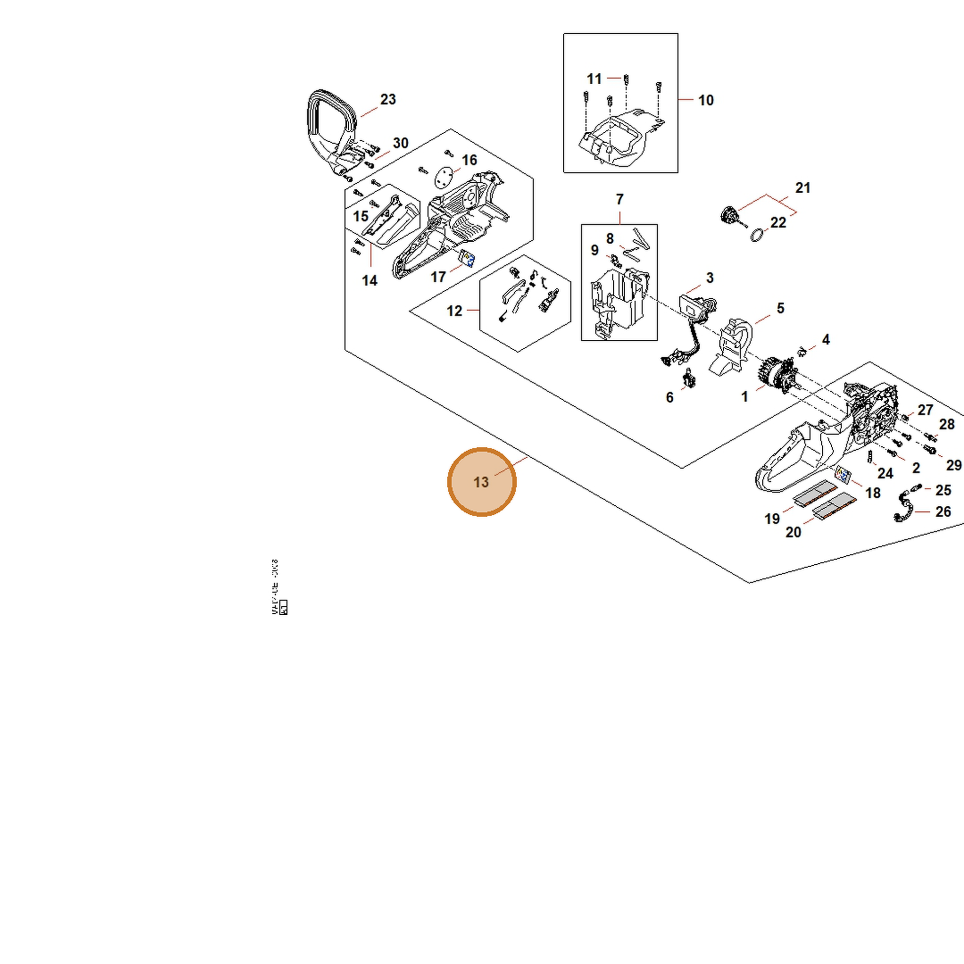 STIHL part MA04-790-1008 — IPL diagram snippet (6x zoom, amber highlight)