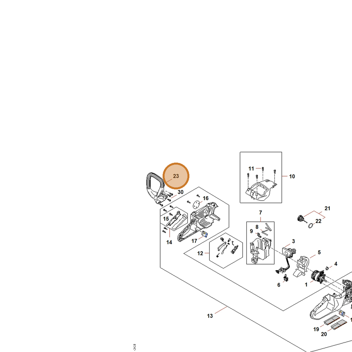 STIHL part MA04-791-1700 — IPL diagram snippet (6x zoom, amber highlight)