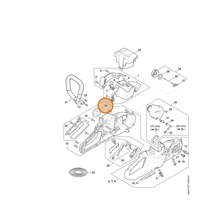 STIHL part MA04-967-1501 — IPL diagram snippet (6x zoom, amber highlight)