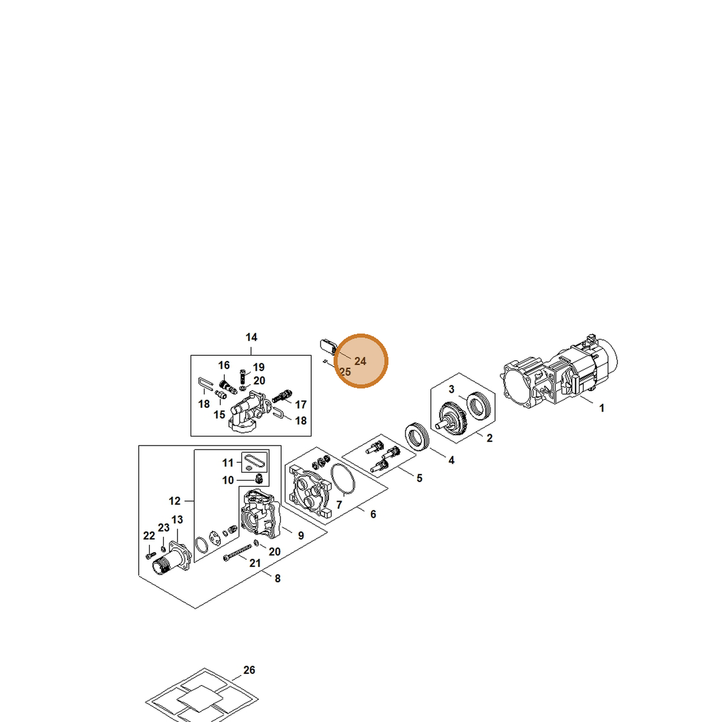STIHL part RA01-430-0502 — IPL diagram snippet (6x zoom, amber highlight)