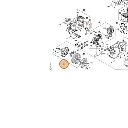 STIHL part RA01-500-8100 — IPL diagram snippet (6x zoom, amber highlight)
