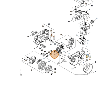 STIHL part RA01-602-4300 — IPL diagram snippet (6x zoom, amber highlight)