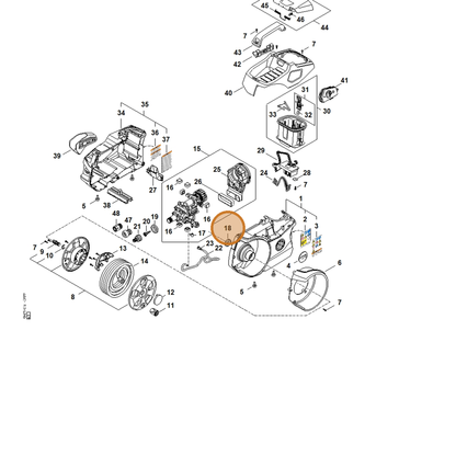 STIHL part RA01-602-4301 — IPL diagram snippet (6x zoom, amber highlight)