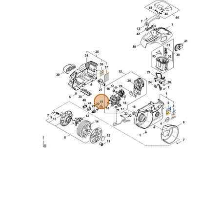 STIHL part RA01-602-4302 — IPL diagram snippet (6x zoom, amber highlight)