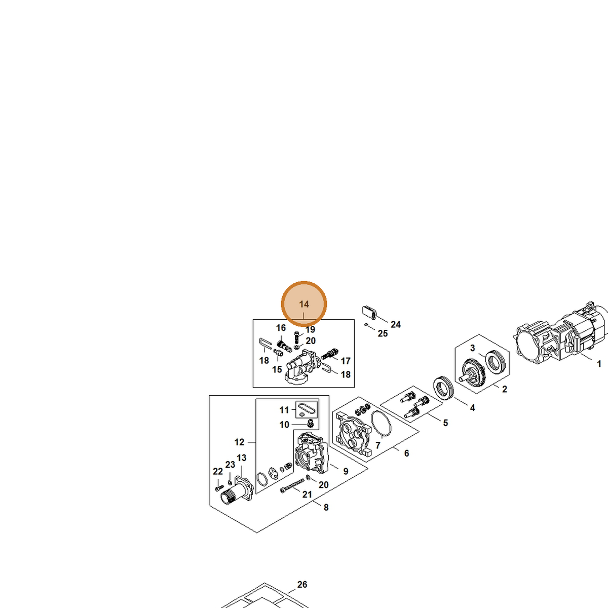 STIHL part RA01-670-3601 — IPL diagram snippet (6x zoom, amber highlight)
