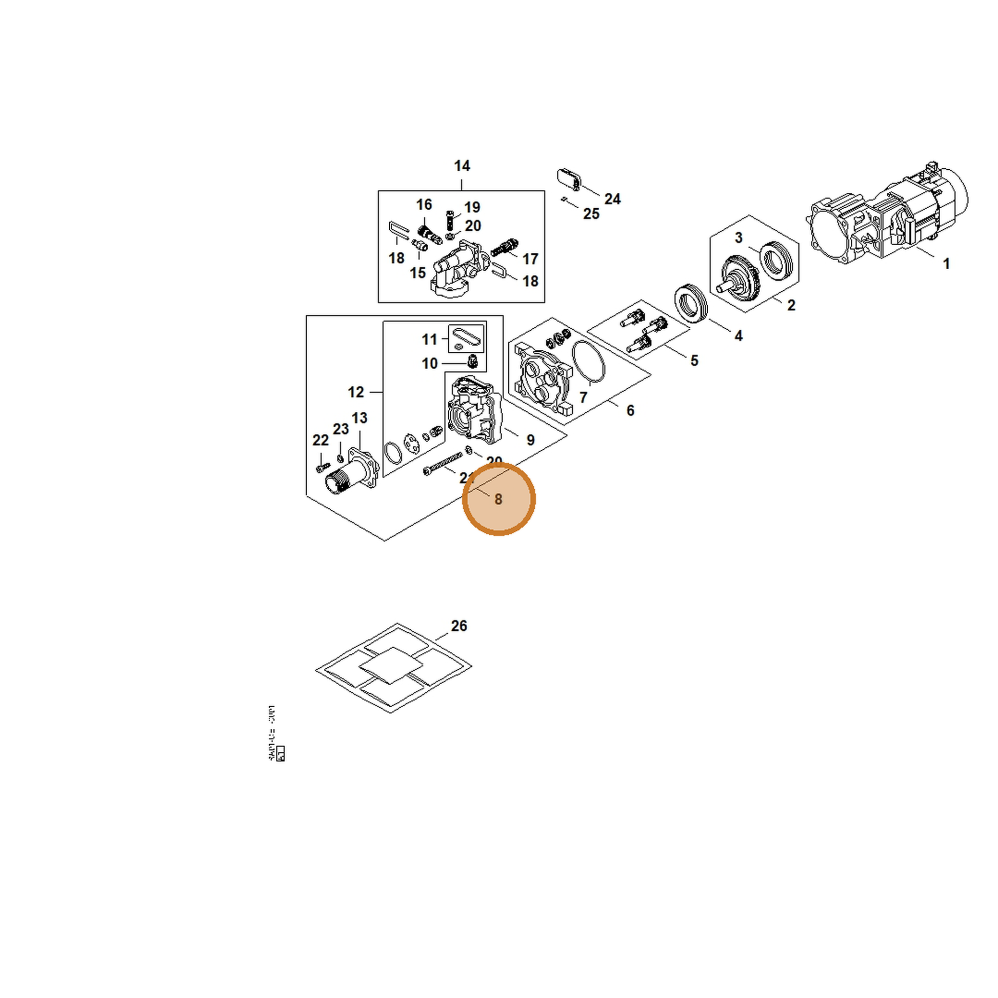 STIHL part RA01-700-4600 — IPL diagram snippet (6x zoom, amber highlight)