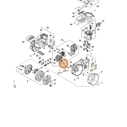 STIHL part RA01-701-0201 — IPL diagram snippet (6x zoom, amber highlight)