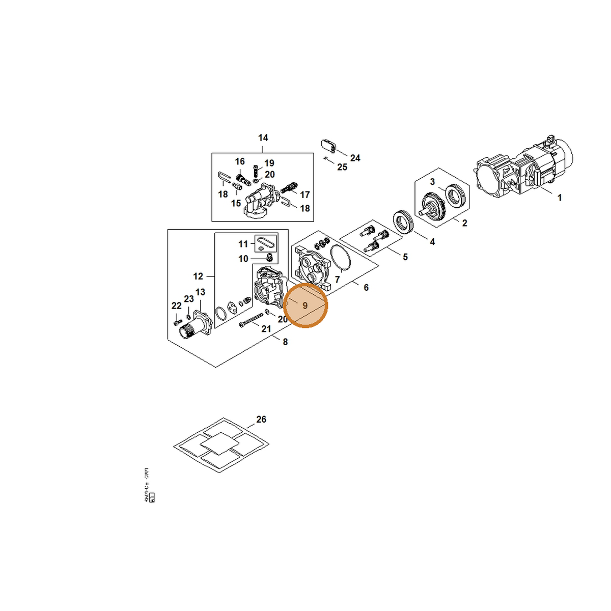 STIHL part RA01-701-1200 — IPL diagram snippet (6x zoom, amber highlight)