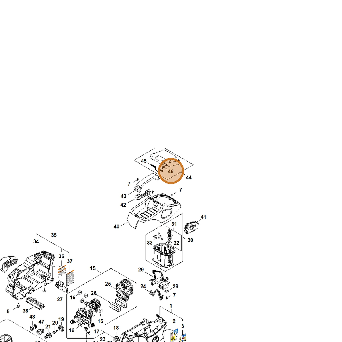 STIHL part RA01-706-0200 — IPL diagram snippet (6x zoom, amber highlight)