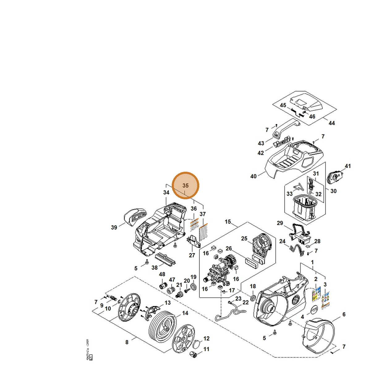 STIHL part RA01-790-5102 — IPL diagram snippet (6x zoom, amber highlight)