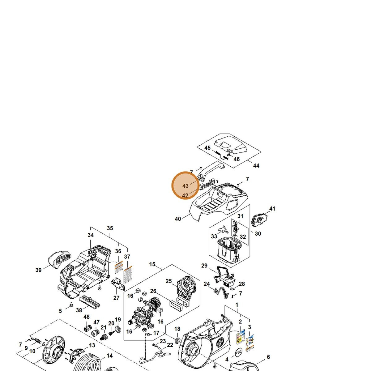 STIHL part RA01-791-0200 — IPL diagram snippet (6x zoom, amber highlight)