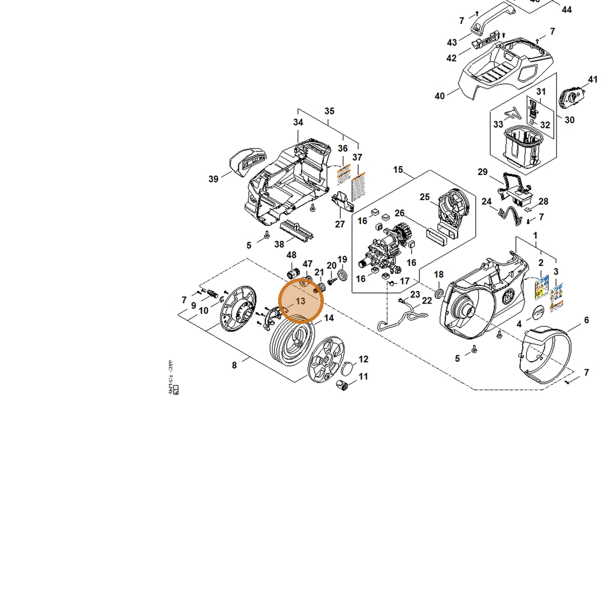 STIHL part RA01-793-1800 — IPL diagram snippet (6x zoom, amber highlight)