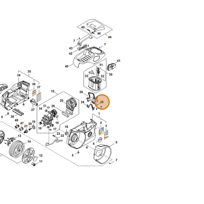 STIHL part RA01-958-7100 — IPL diagram snippet (6x zoom, amber highlight)