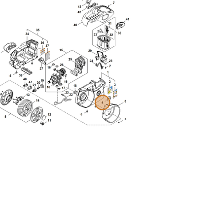 STIHL part RA01-967-1500 — IPL diagram snippet (6x zoom, amber highlight)