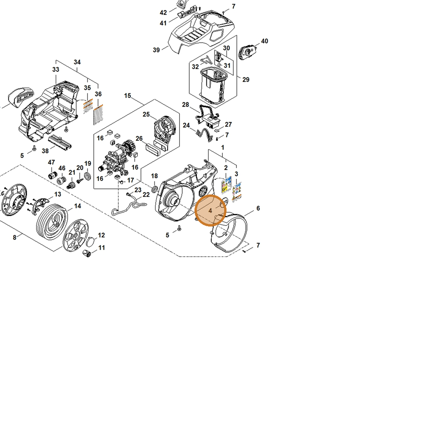 STIHL part RA01-967-1550 — IPL diagram snippet (6x zoom, amber highlight)