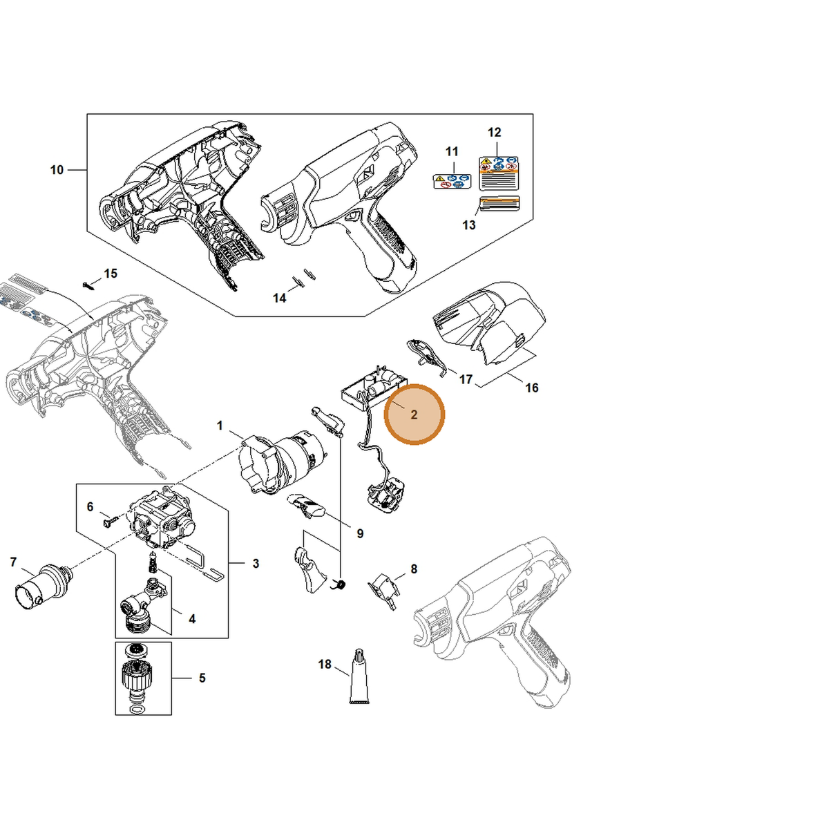 STIHL part RA02-430-1400 — IPL diagram snippet (6x zoom, amber highlight)