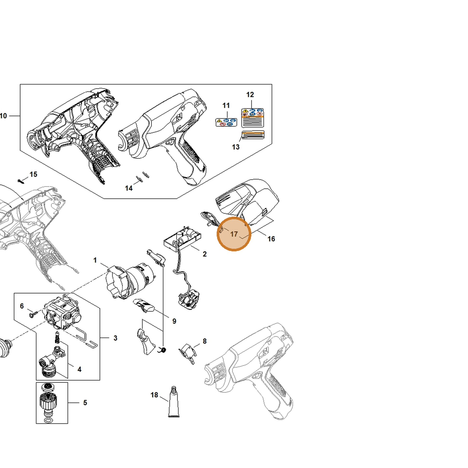 STIHL part RA02-430-7100 — IPL diagram snippet (6x zoom, amber highlight)