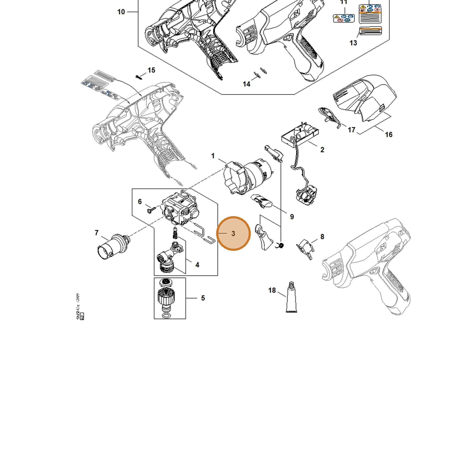 STIHL part RA02-700-5601 — IPL diagram snippet (6x zoom, amber highlight)