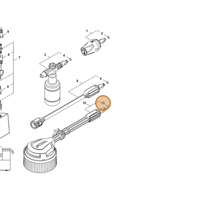 STIHL part RA02-709-2000 — IPL diagram snippet (6x zoom, amber highlight)