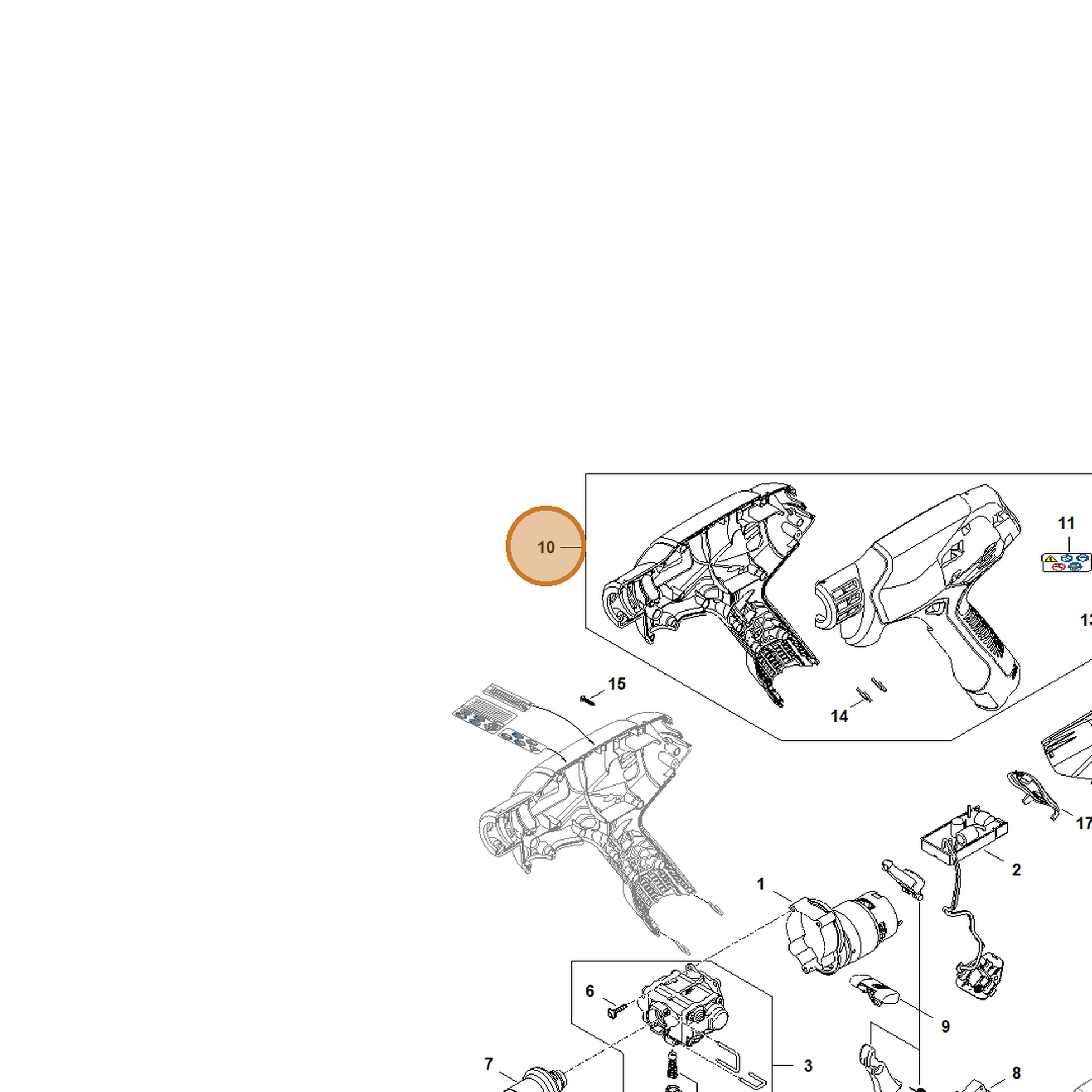 STIHL part RA02-790-1001 — IPL diagram snippet (6x zoom, amber highlight)