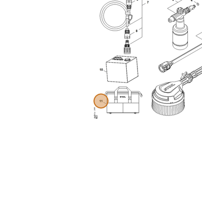 STIHL part RA02-900-9500 — IPL diagram snippet (6x zoom, amber highlight)