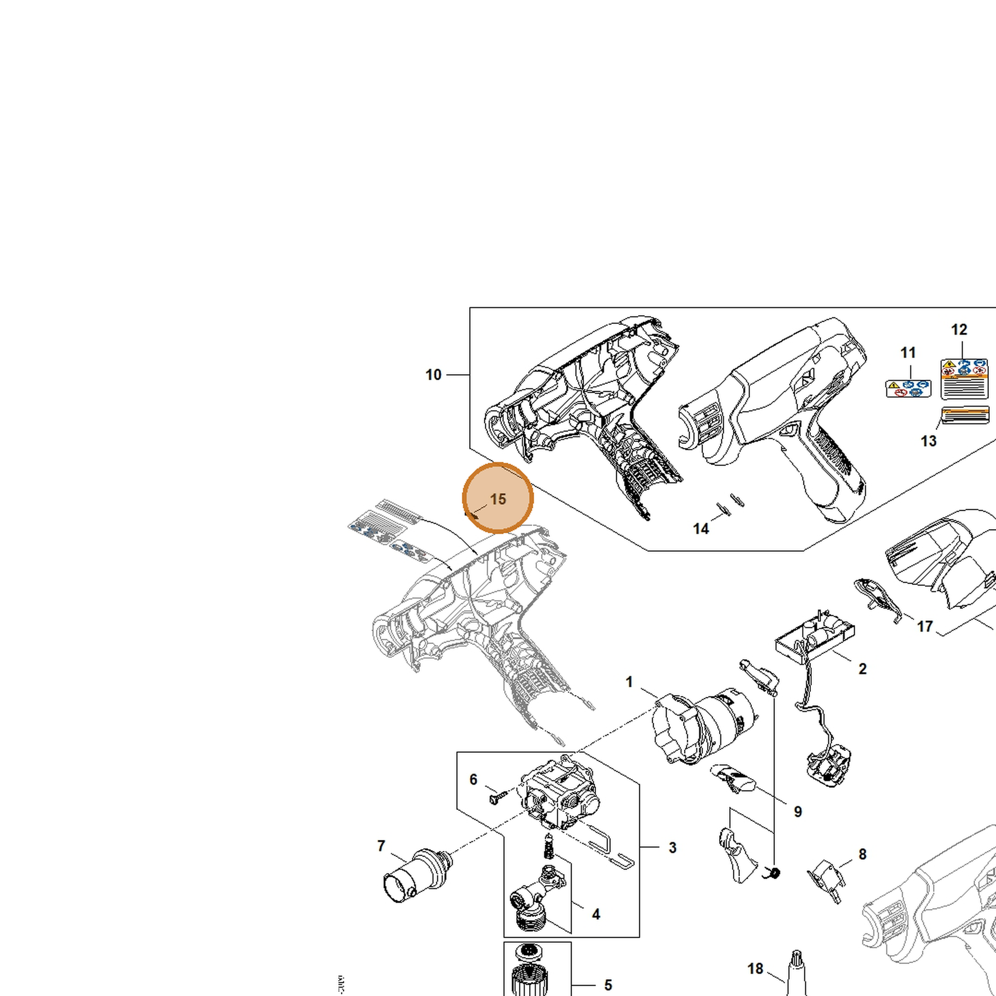 STIHL part RA02-951-9700 — IPL diagram snippet (6x zoom, amber highlight)