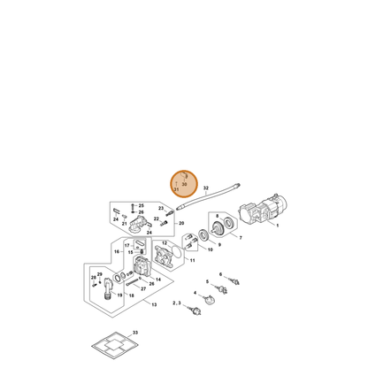 STIHL part RE02-430-0504 — IPL diagram snippet (6x zoom, amber highlight)