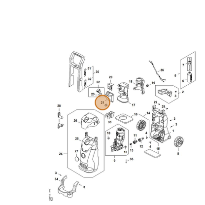 STIHL part RE02-430-1115 — IPL diagram snippet (6x zoom, amber highlight)