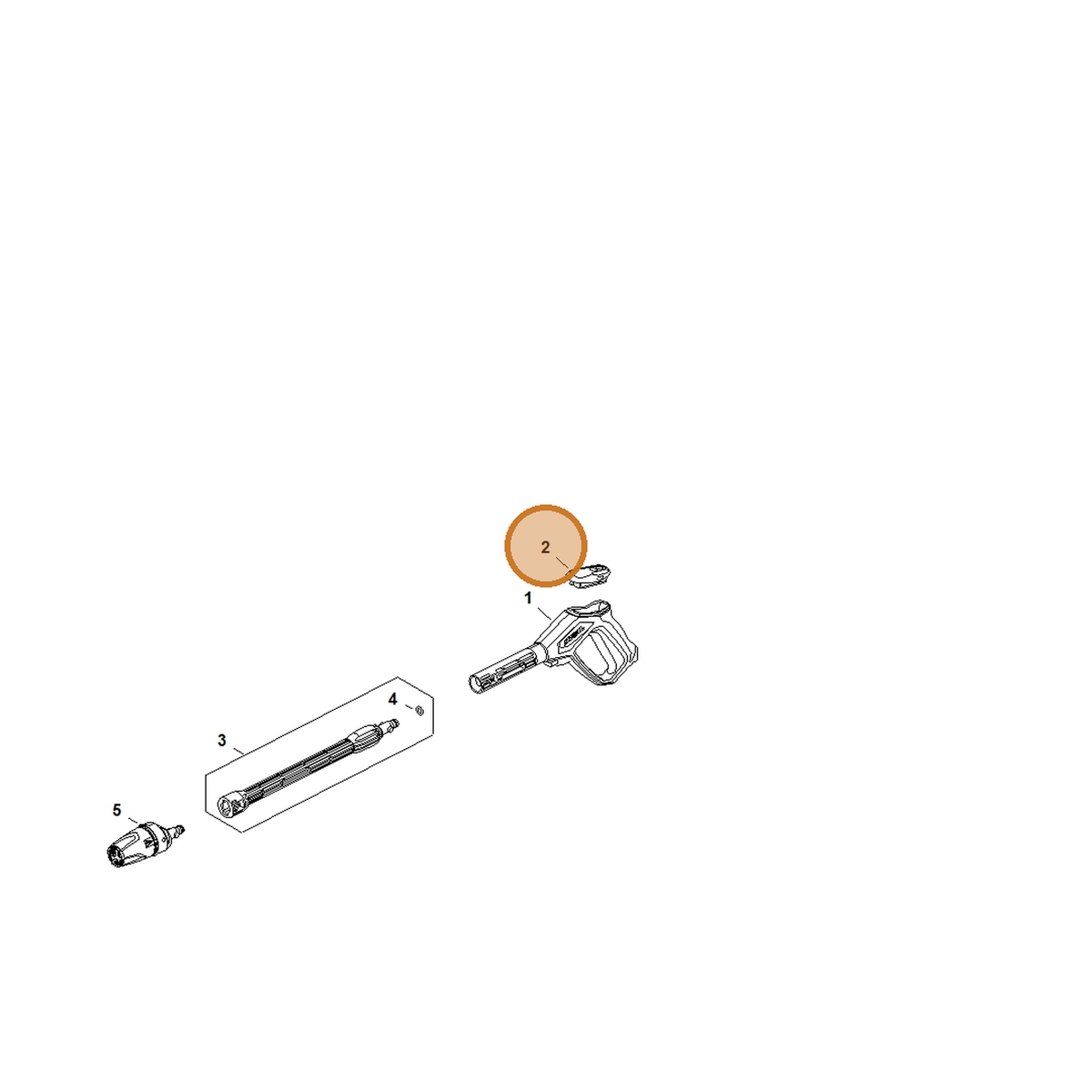 STIHL part RE02-430-1401 — IPL diagram snippet (6x zoom, amber highlight)