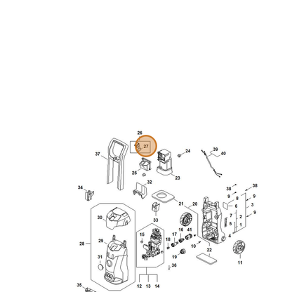 STIHL part RE02-432-1300 — IPL diagram snippet (6x zoom, amber highlight)