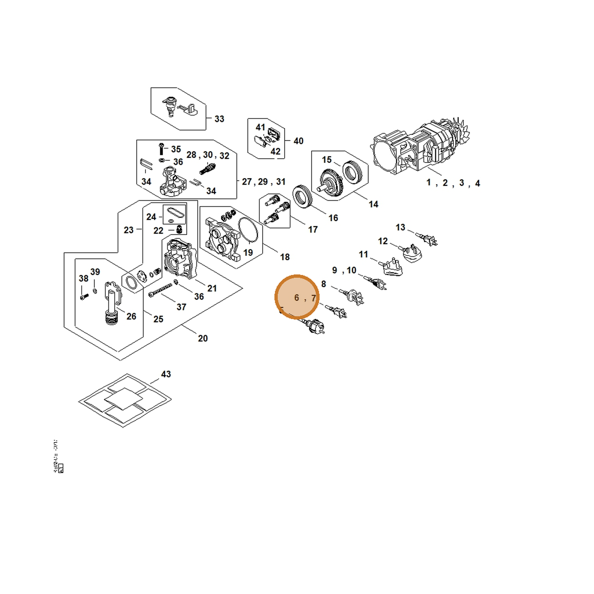 STIHL part RE02-440-2025 — IPL diagram snippet (6x zoom, amber highlight)
