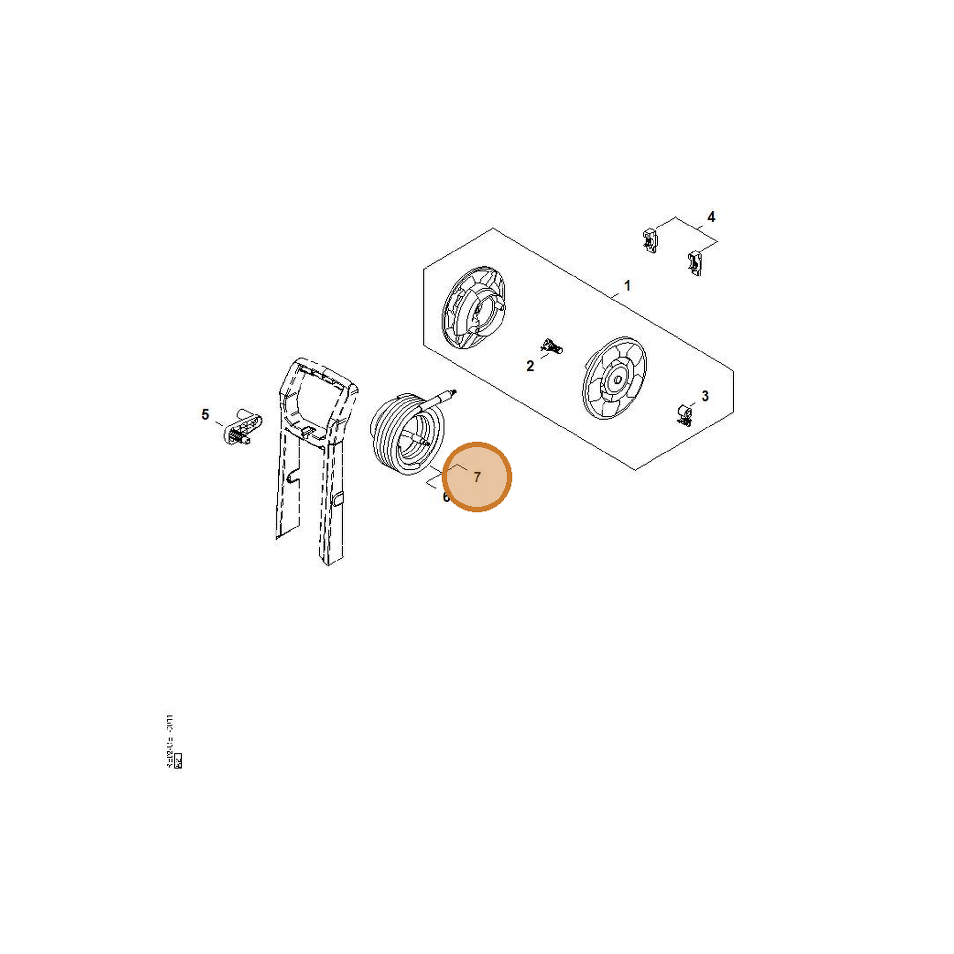 STIHL part RE02-500-0804 — IPL diagram snippet (6x zoom, amber highlight)