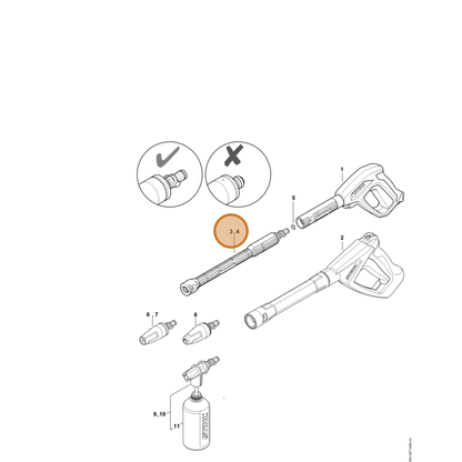 STIHL part RE02-500-0900 — IPL diagram snippet (6x zoom, amber highlight)
