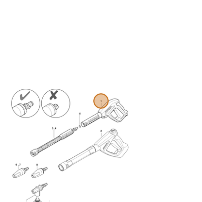 STIHL part RE02-500-1300 — IPL diagram snippet (6x zoom, amber highlight)