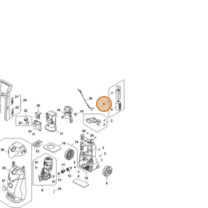 STIHL part RE02-500-5601 — IPL diagram snippet (6x zoom, amber highlight)