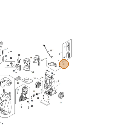 STIHL part RE02-500-7520 — IPL diagram snippet (6x zoom, amber highlight)