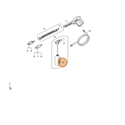 STIHL part RE02-507-0100 — IPL diagram snippet (6x zoom, amber highlight)