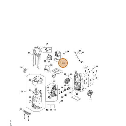 STIHL part RE02-602-2200 — IPL diagram snippet (6x zoom, amber highlight)