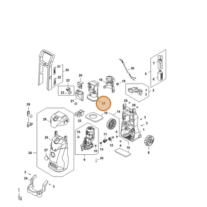 STIHL part RE02-602-2201 — IPL diagram snippet (6x zoom, amber highlight)