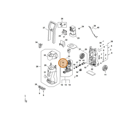 STIHL part RE02-602-4301 — IPL diagram snippet (6x zoom, amber highlight)